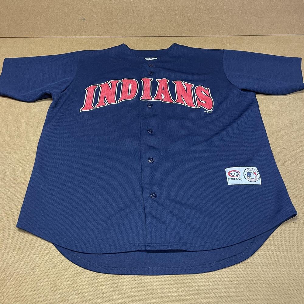 Vintage Cleveland Indians Baseball Jersey Mens Large Navy MLB Vizquel 13 2000s